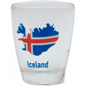 Shot glass Iceland map in Icelandi flag colos
