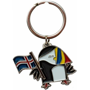 Keyring puffin Icelandig flag