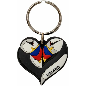 Keyring rubber puffins in love