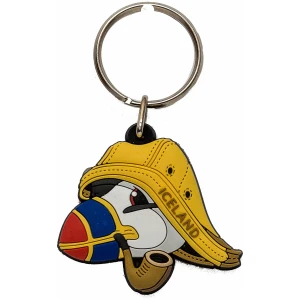 Keyring rubber puffin with hat